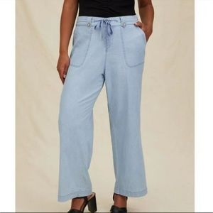 Torrid chambray tie front wide leg pants 12